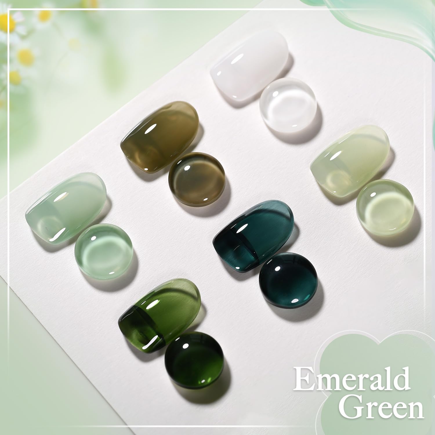 GAOY Jelly Green Gel Nail Polish Set at-home manicure setup.