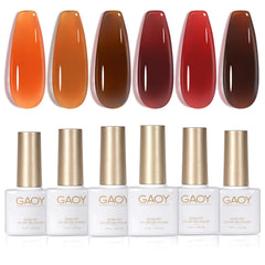 GAOY Jelly Tortoise Brown palette with six transparent gel colors for nails