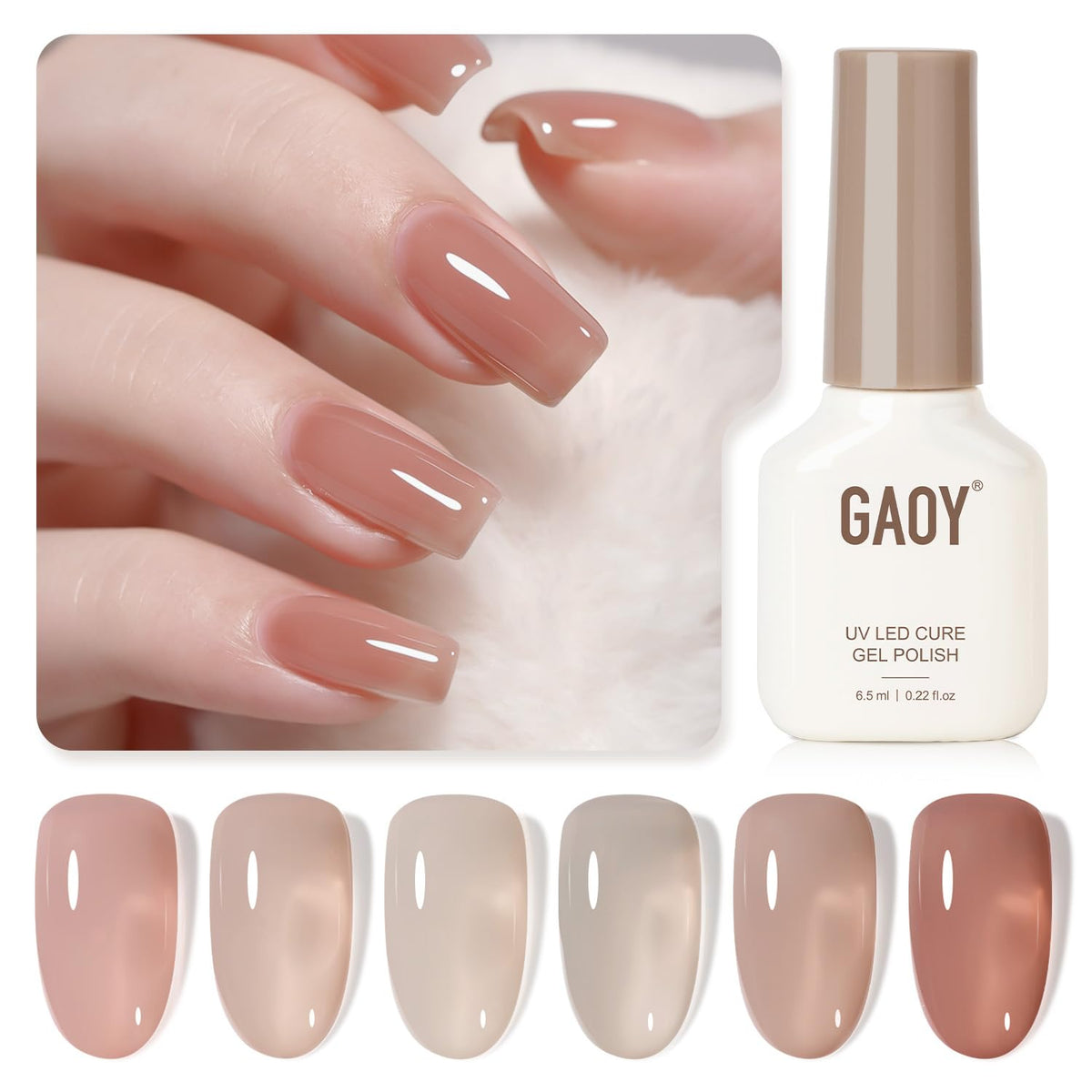 GAOY Jelly UV Gel Nail Polish Rose Quartz packshot for at-home manicures