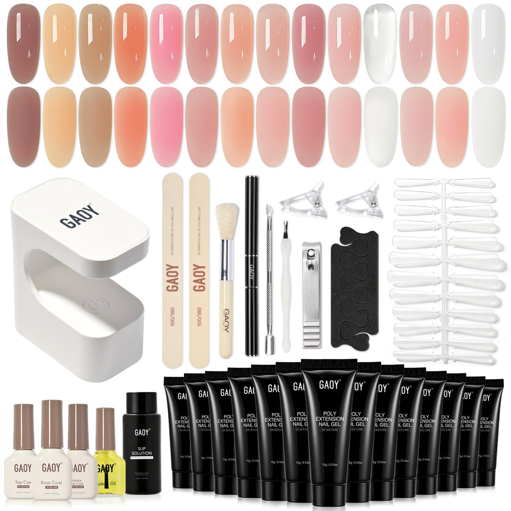 GAOY kit ongles poly gel avec lampe UV pour extensions à domicile