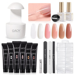 GAOY kit poly gel avec lampe UV pour une manucure durable à domicile.