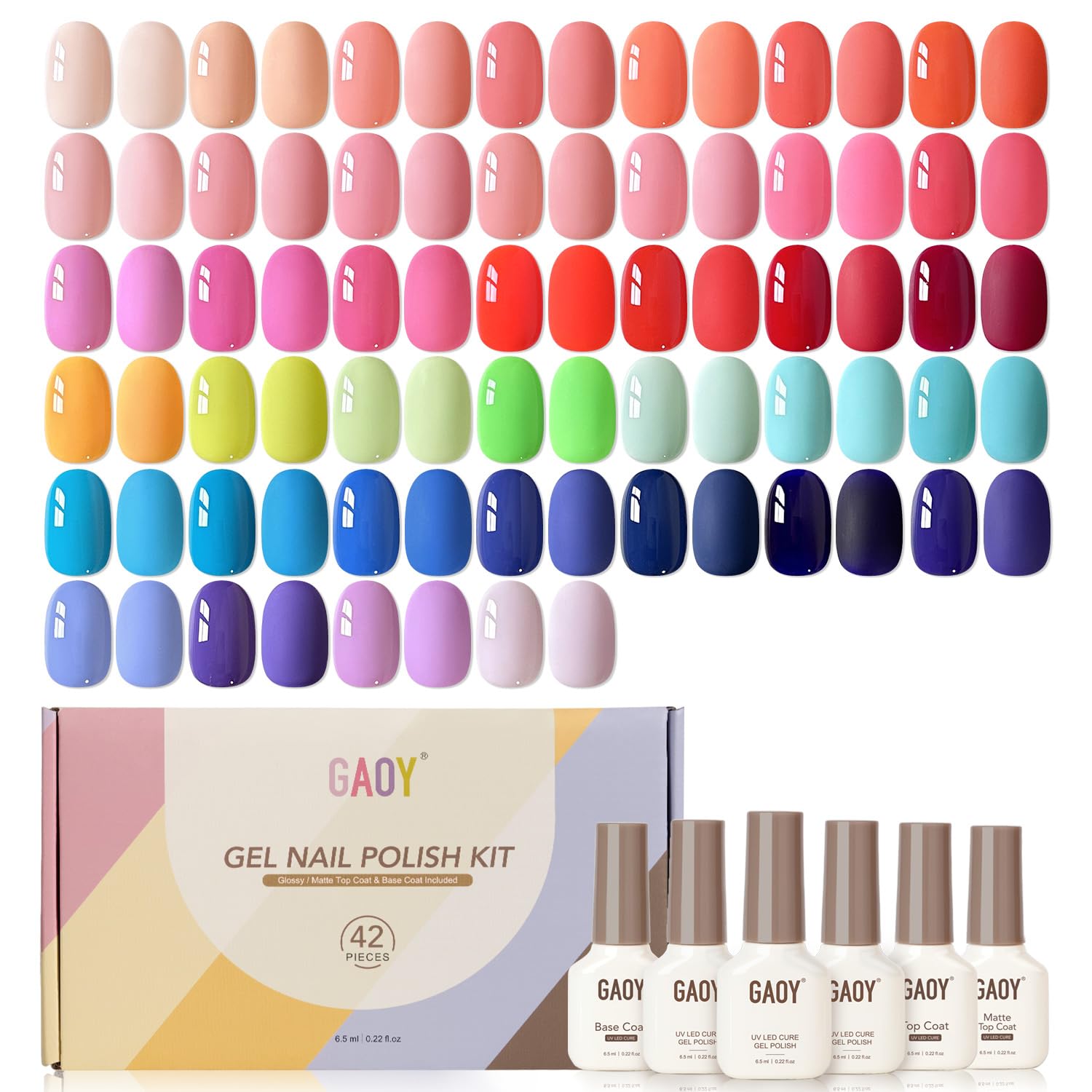 GAOY kit vernis gel avec boîte et flacons, couleurs néon éclatantes pour votre manucure.