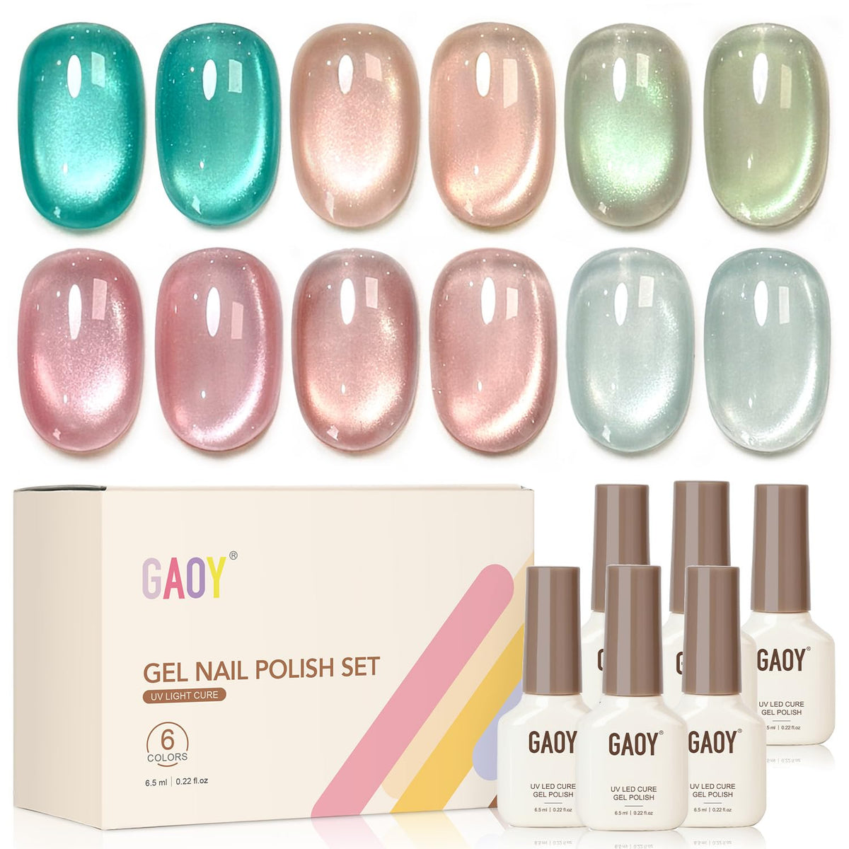 GAOY kit vernis gel effet œil-de-chat avec aimant pour manucure à domicile