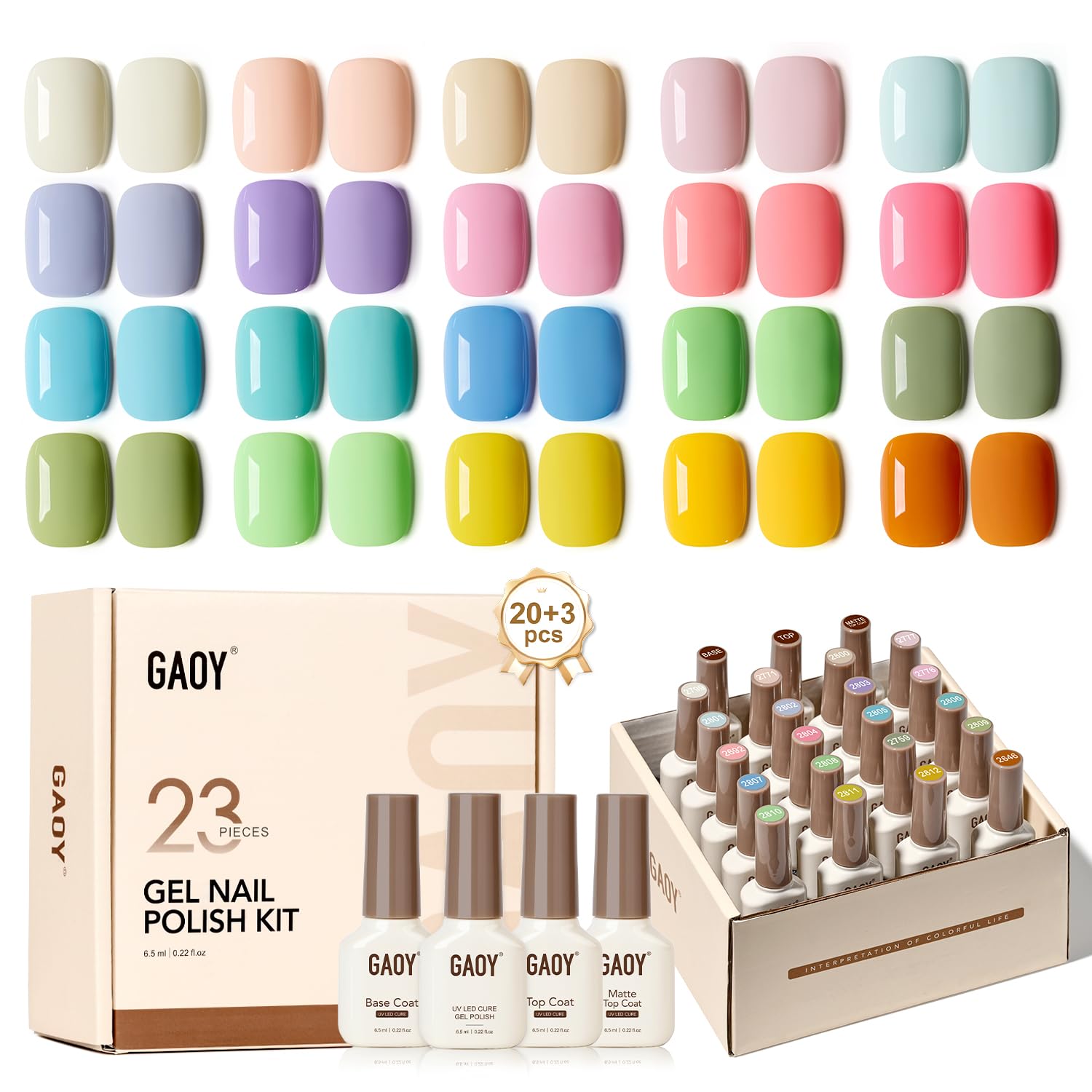 GAOY kit vernis gel pastel macaron pour ongles élégants à domicile