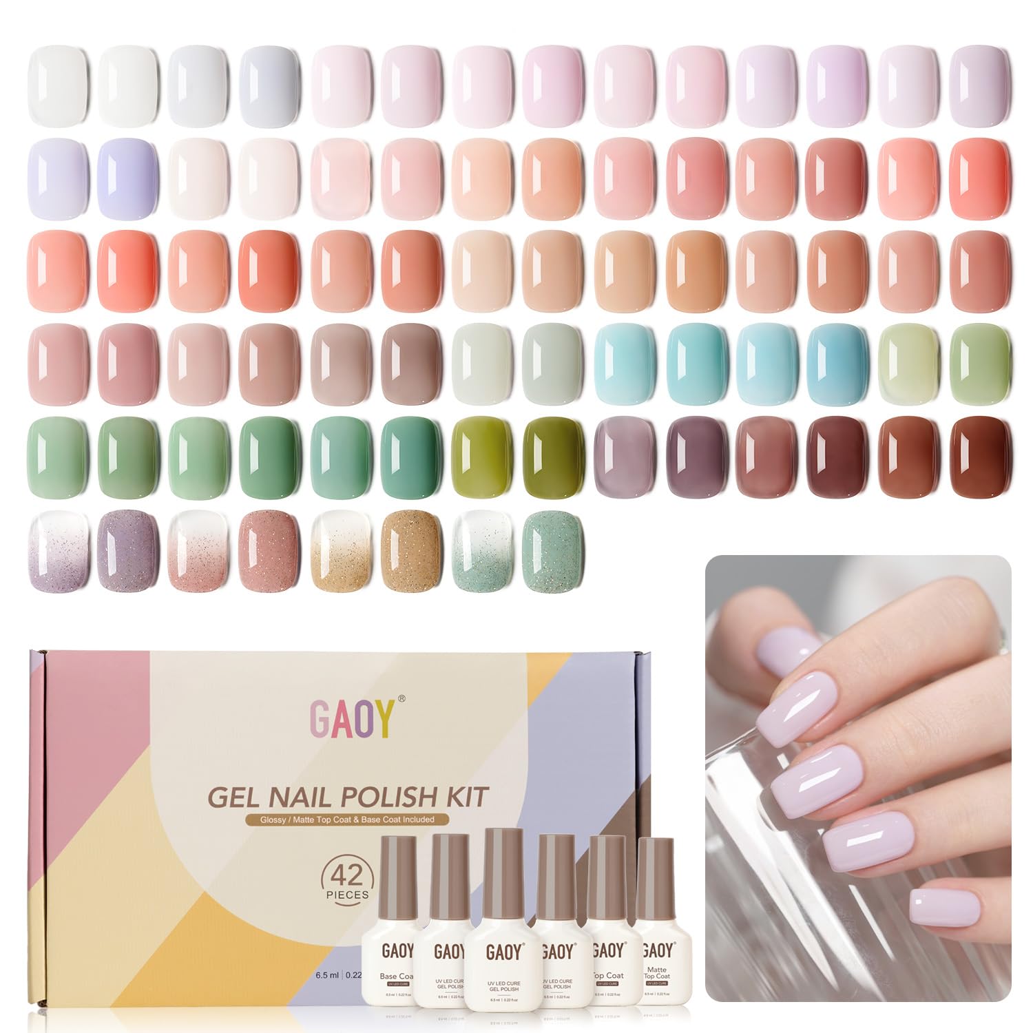 GAOY kit-vernis-gel-rose-pastel, manucure polyvalente et durable pour toutes occasions.