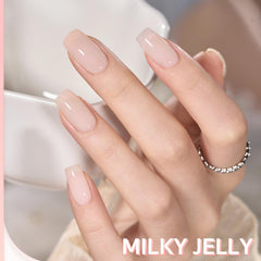 GAOY Milky Jelly Nude cured finish under lamp shows quick 60-second dry.