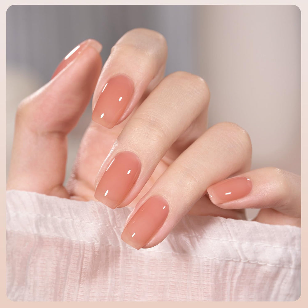 GAOY Milky Jelly Nude cured with UV lamp for salon-grade results at home.