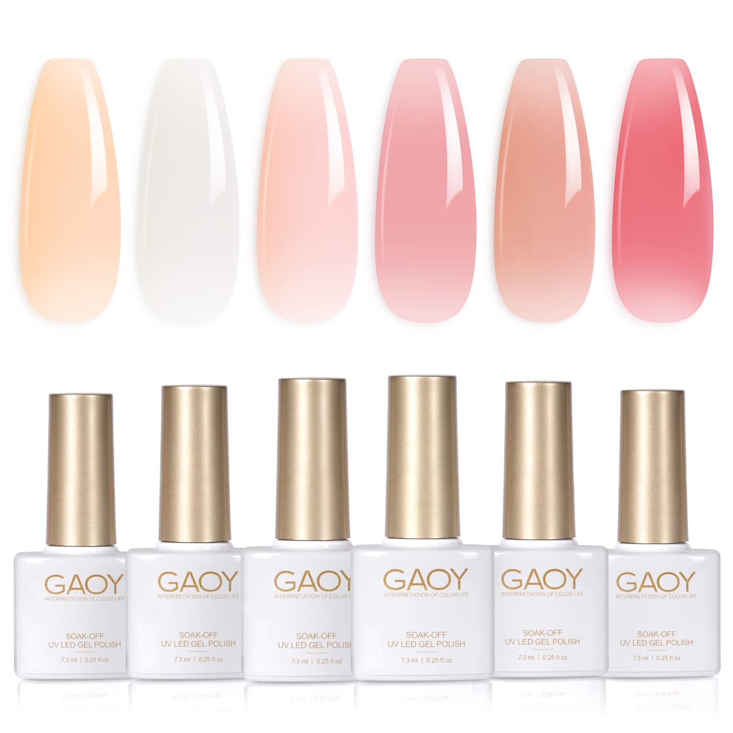 GAOY Milky White Jelly Nude bottle pour with buildable sheer color