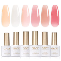 GAOY Milky White Jelly Nude bottle pour with buildable sheer color