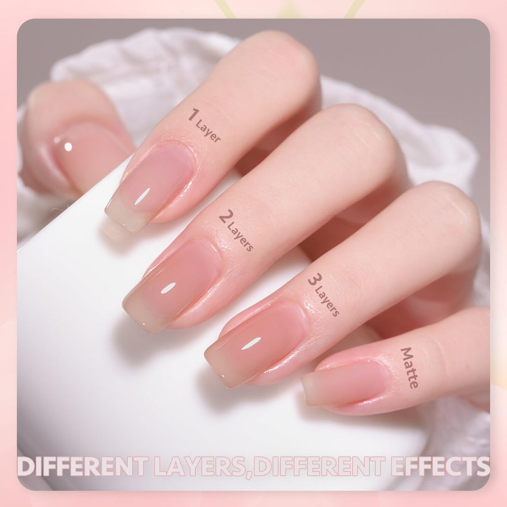 GAOY Nude Jelly creamy-beige swatch conveys smooth coverage for DIY manicures