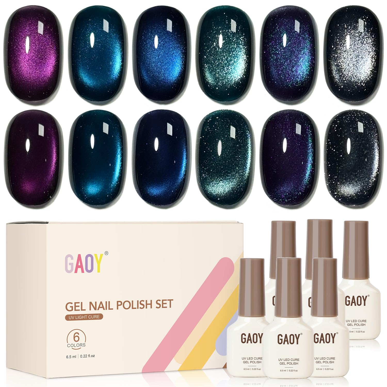GAOY œil-chat violet: vernis gel durable pour une manucure lumineuse à domicile.