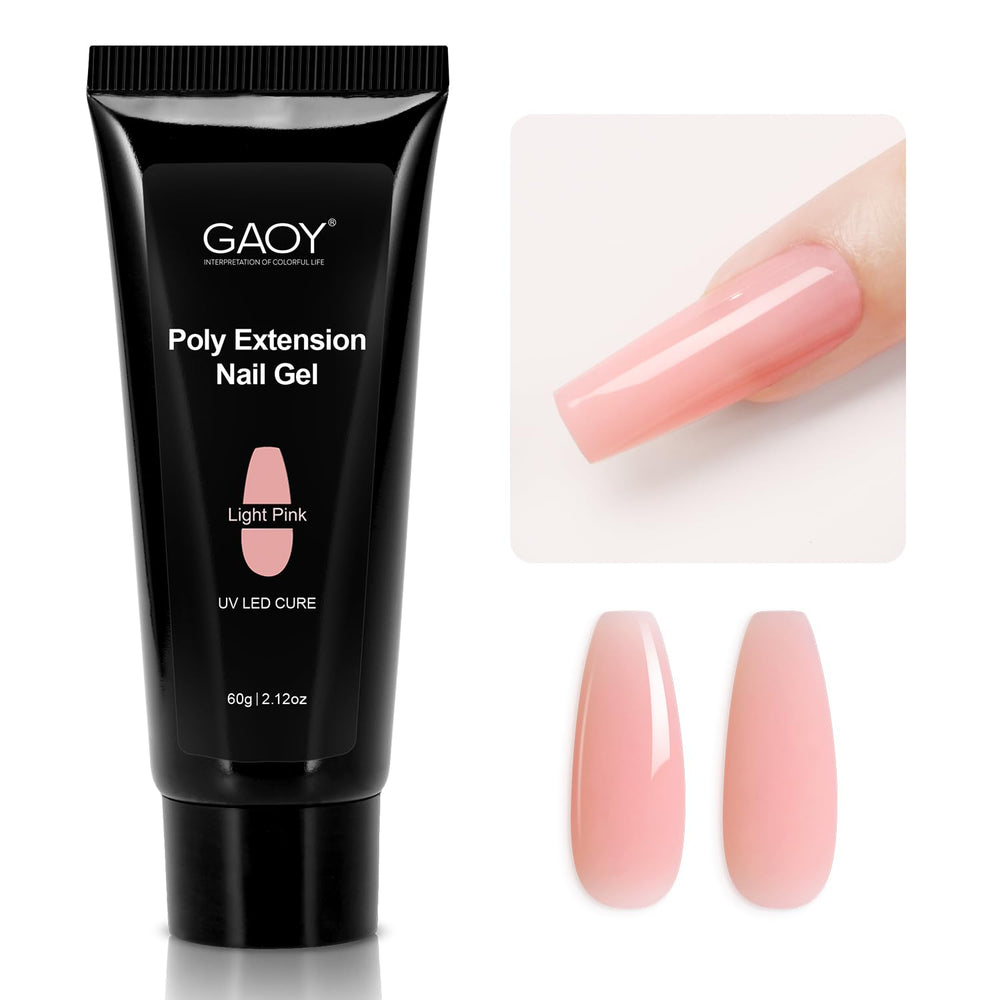 GAOY Poly Gel 60g rose clair, texture naturelle facilitant les extensions.