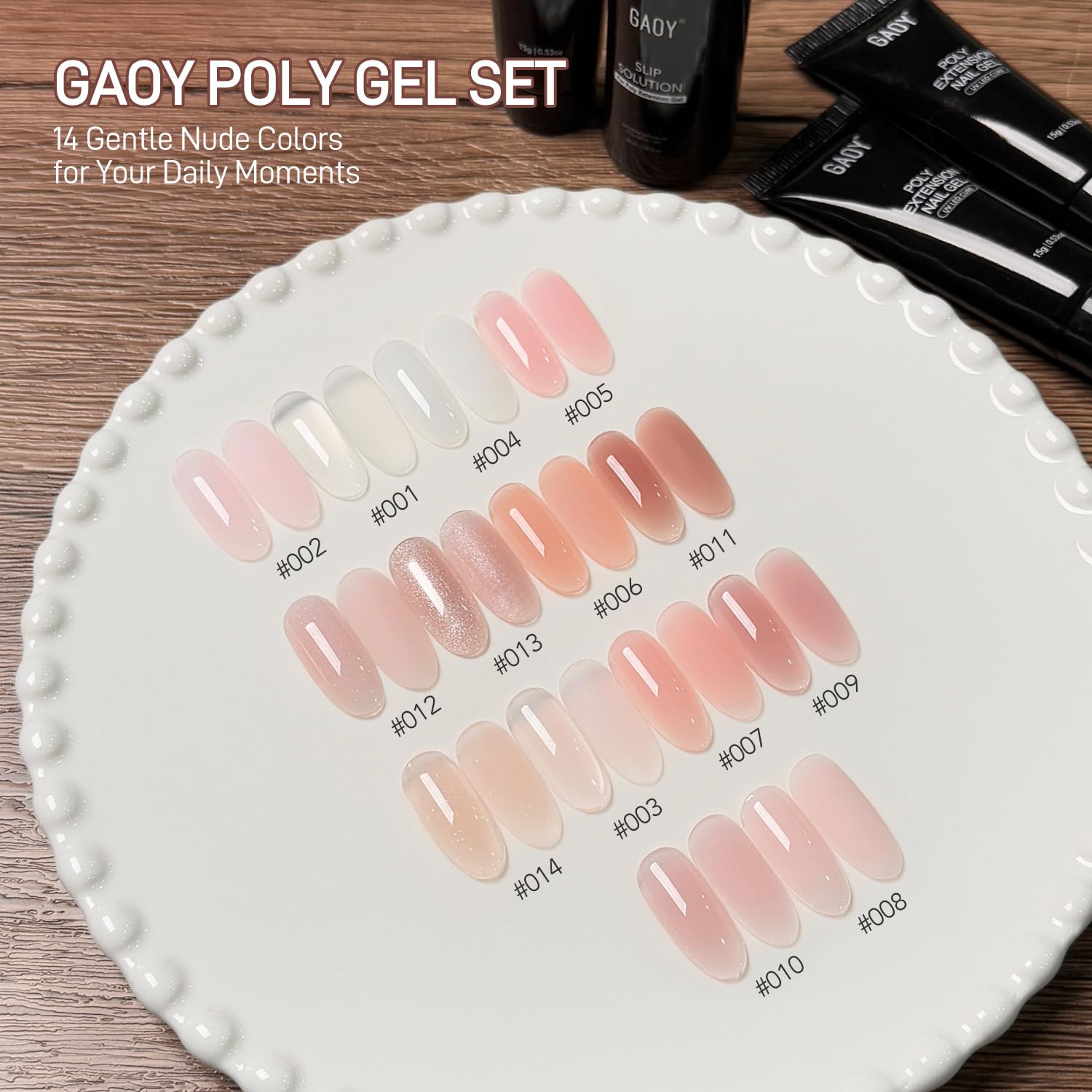 GAOY Poly Gel Kit — base et top coat pour une finition durable.