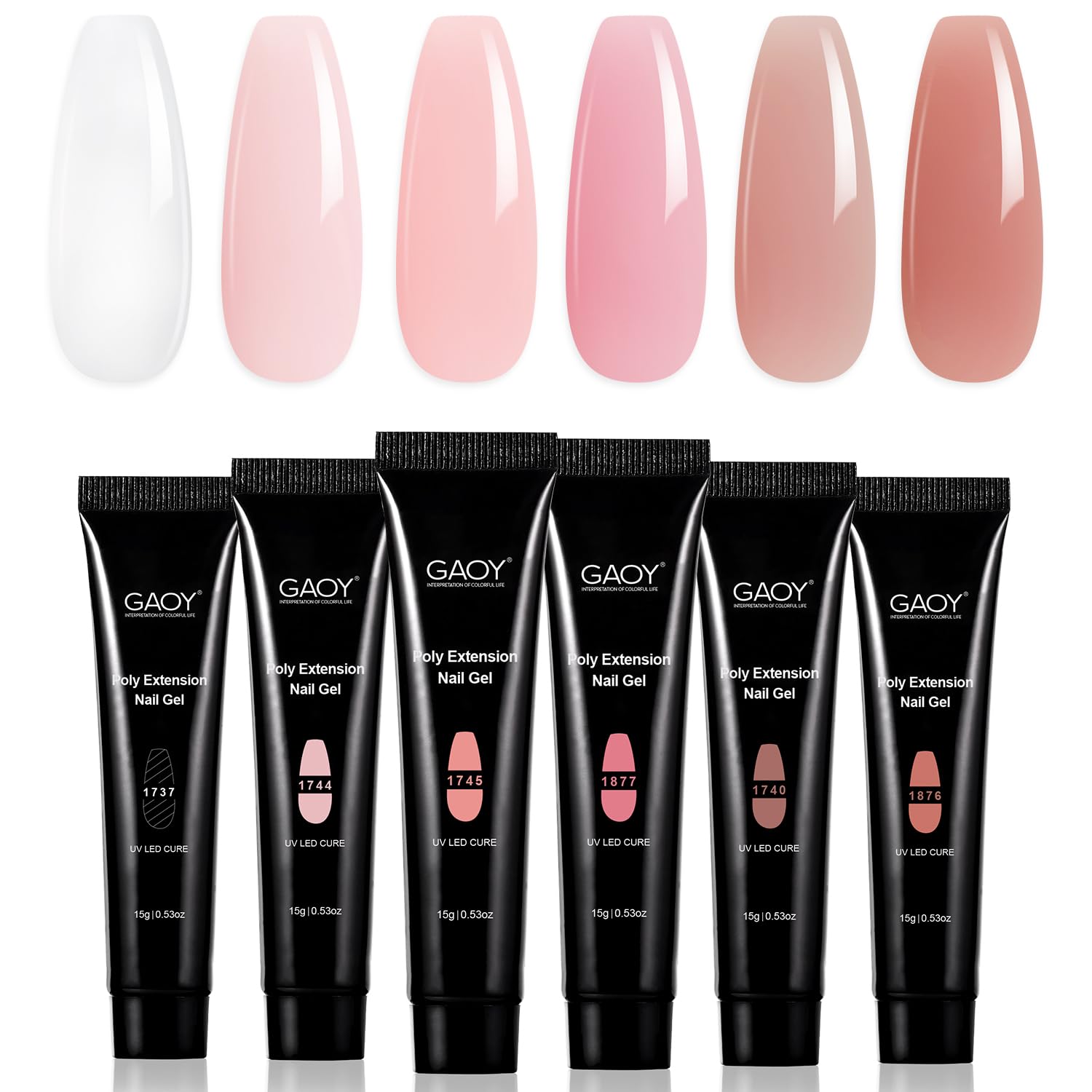 GAOY Poly Gel rose nude, palette complète pour des ongles durables et faciles à modeler.