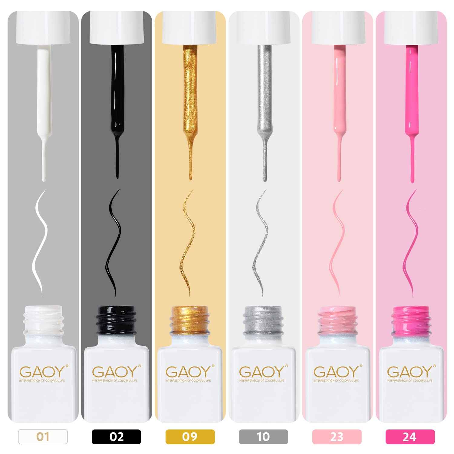 GAOY Stylo Gel Art Blanc avec pinceau fin pour détails délicats
