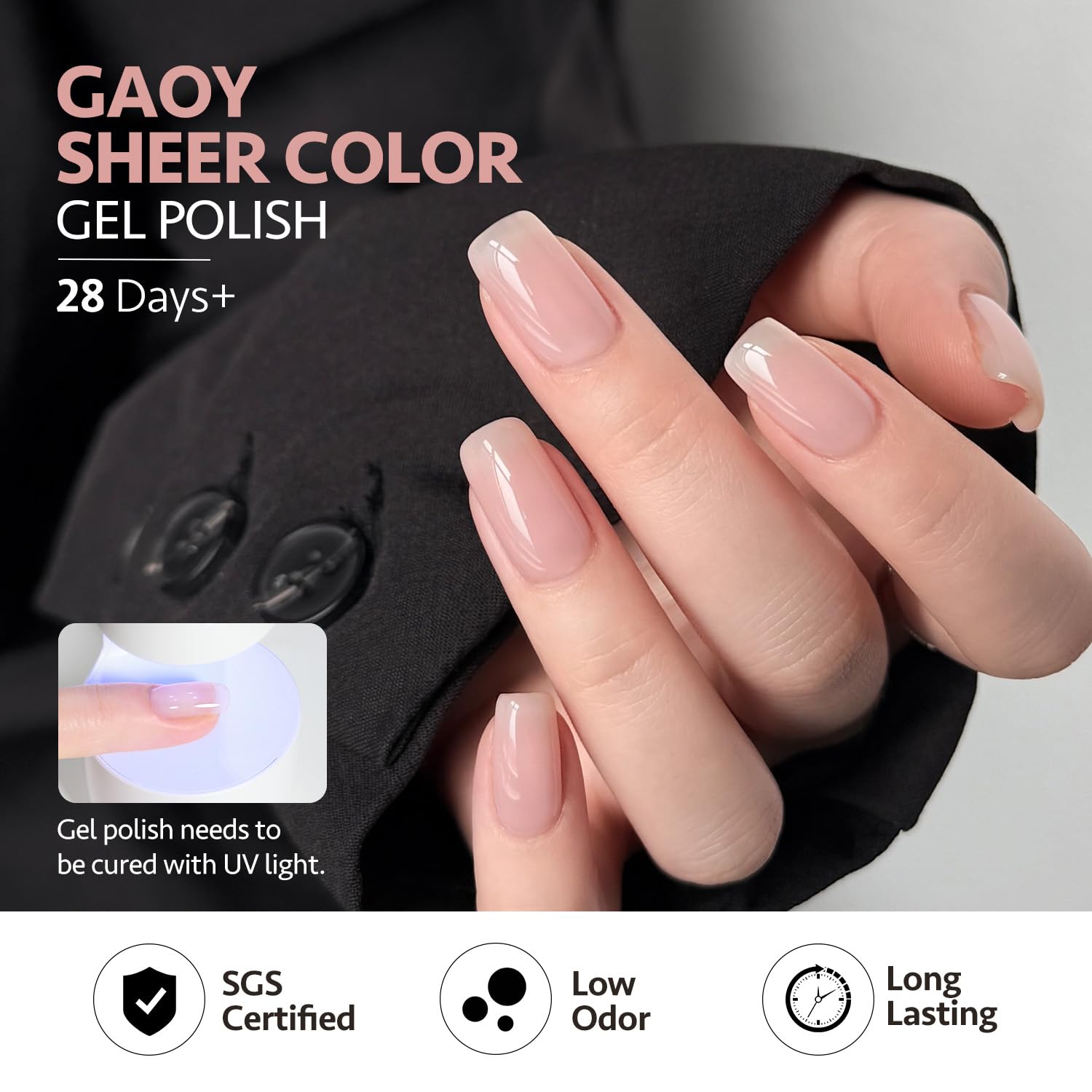 GAOY Sunset Jelly: pinceau offrant une application lisse sur chaque ongle