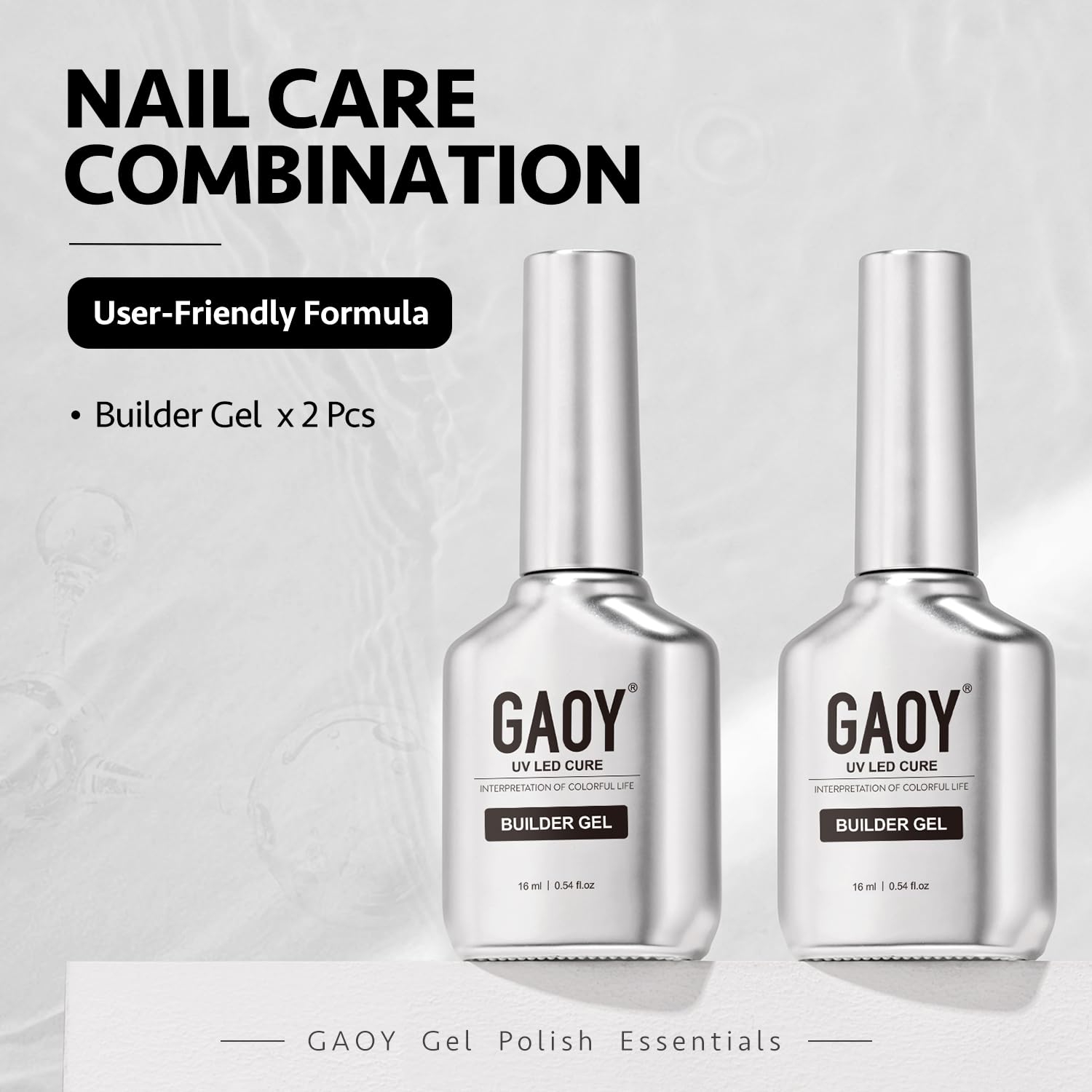 GAOY couche-superieure essentielle gel-builder clair, scelle la finition et évite l’adhérence résiduelle.