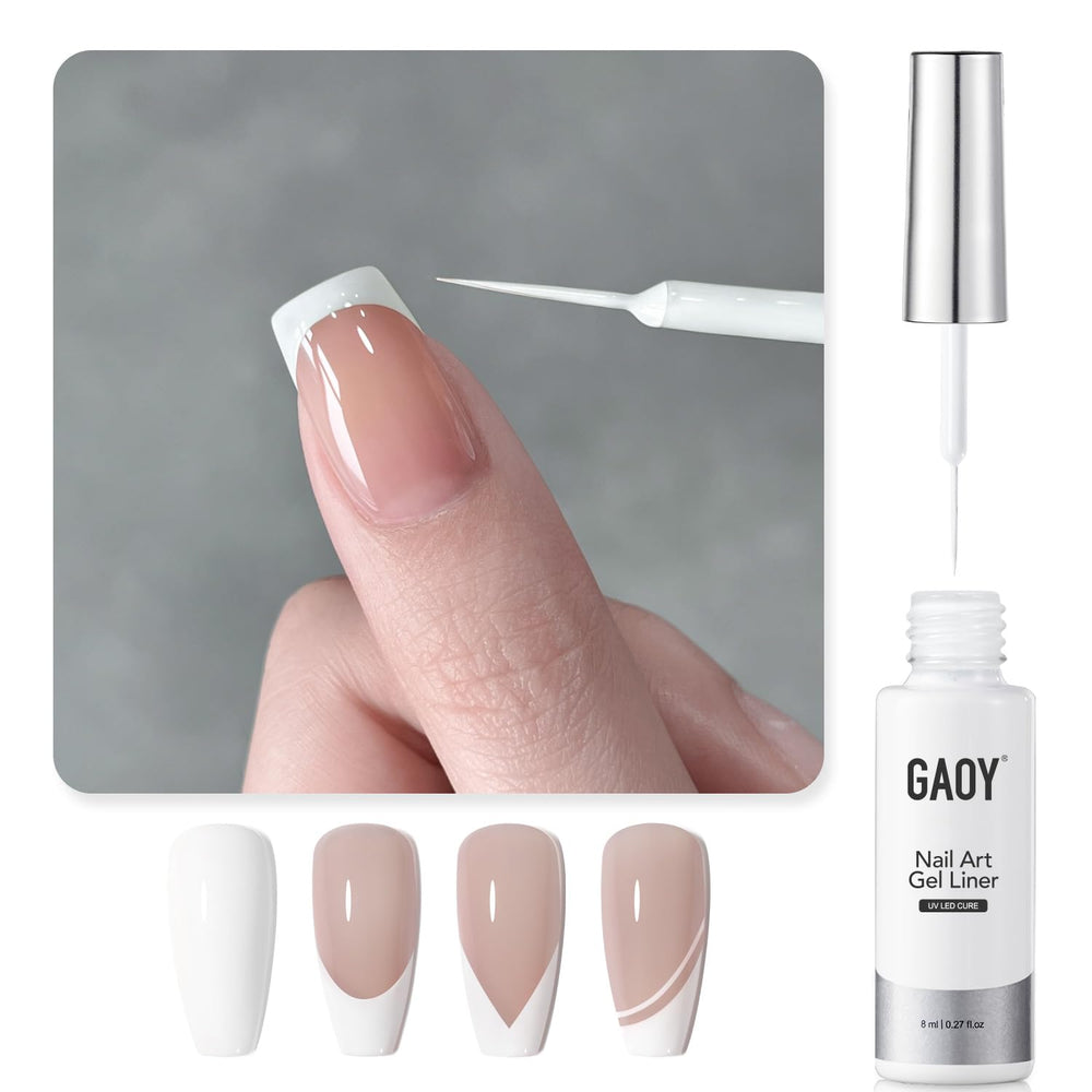 GAOY vernis gel art liner White Swirl avec brosse fine pour détails précis