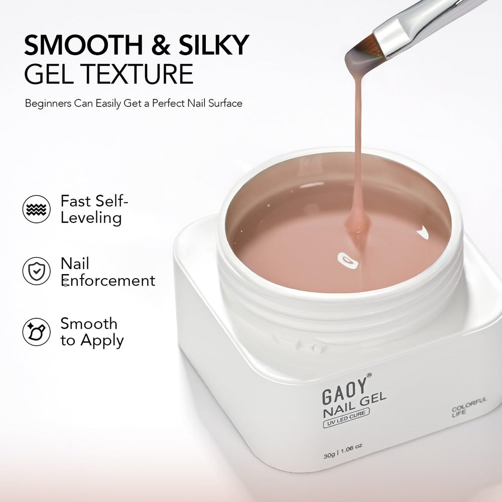 GAOY vernis-gel beige naturel avec pinceau pour application homogene.