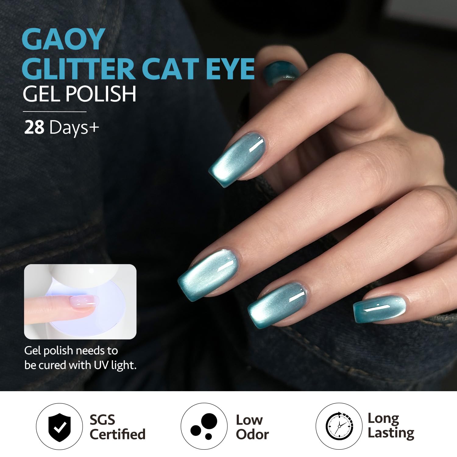 GAOY Vernis Gel Bleu Effet Œil-de-Chat finition nacrée et durable