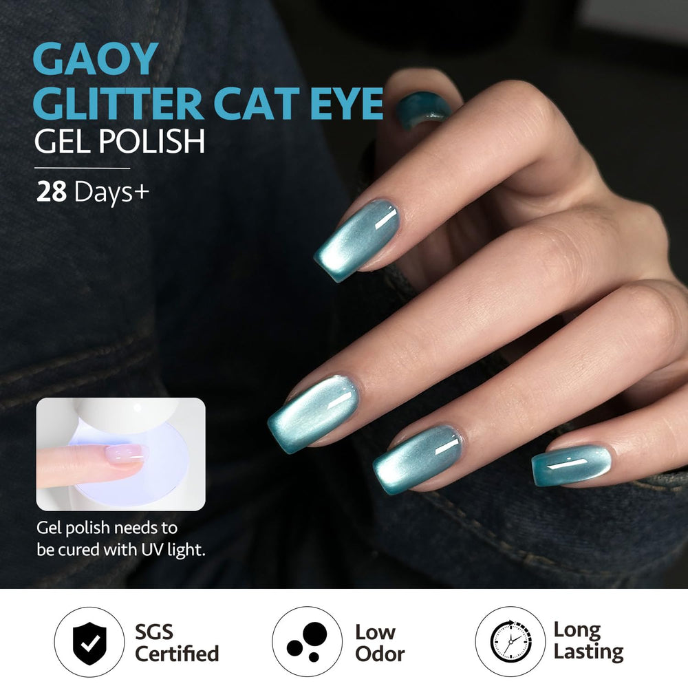 GAOY Vernis Gel Bleu Effet Œil-de-Chat finition nacrée et durable