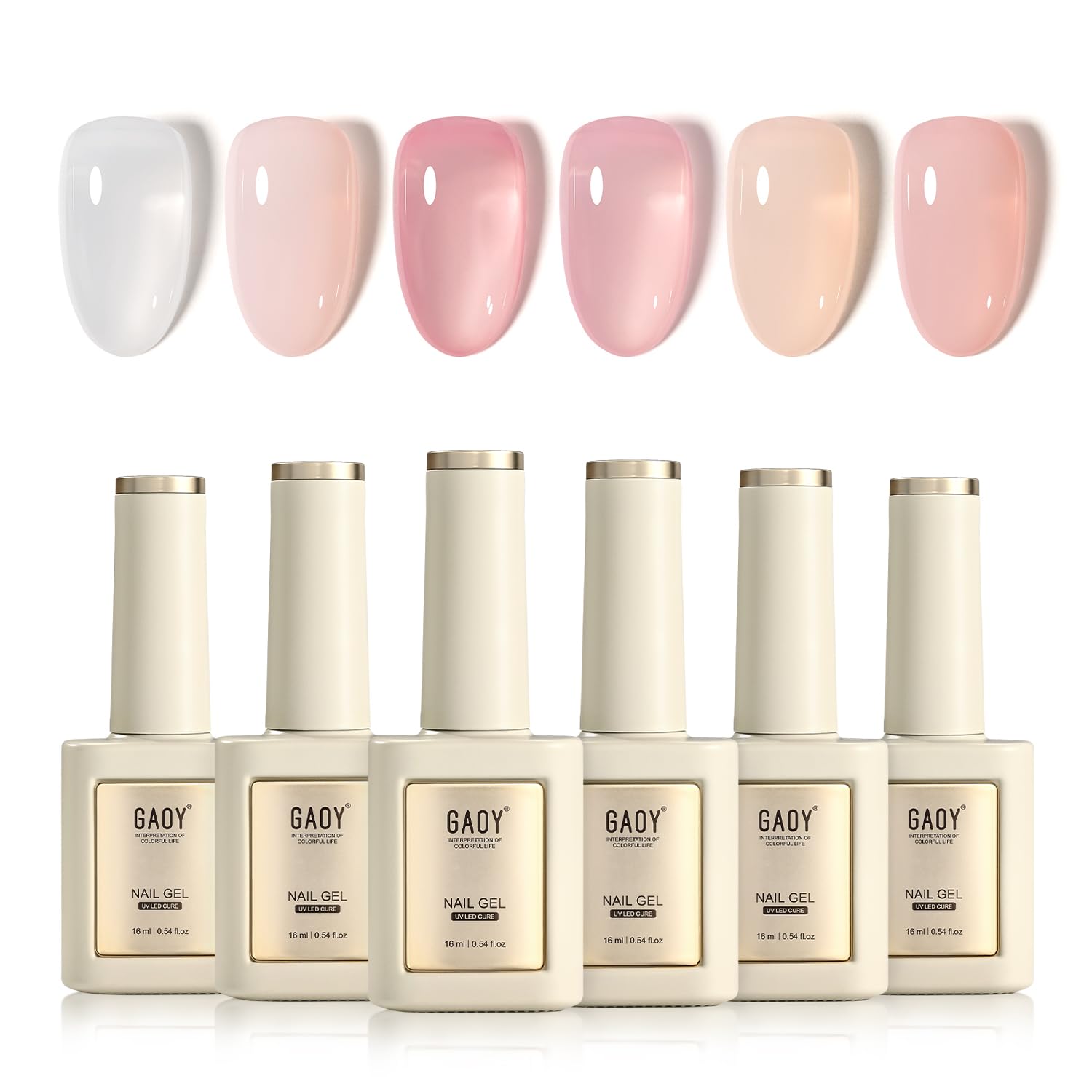 GAOY vernis gel, bouteille 16ml, 6 couleurs pour réaliser vos ongles à domicile