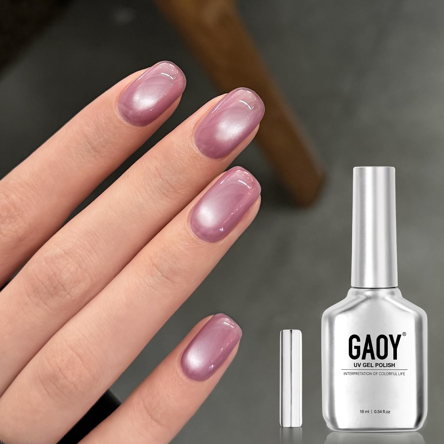 GAOY Vernis Gel Cat Eye Jelly Pink – flacon rose pailleté et lumineux.