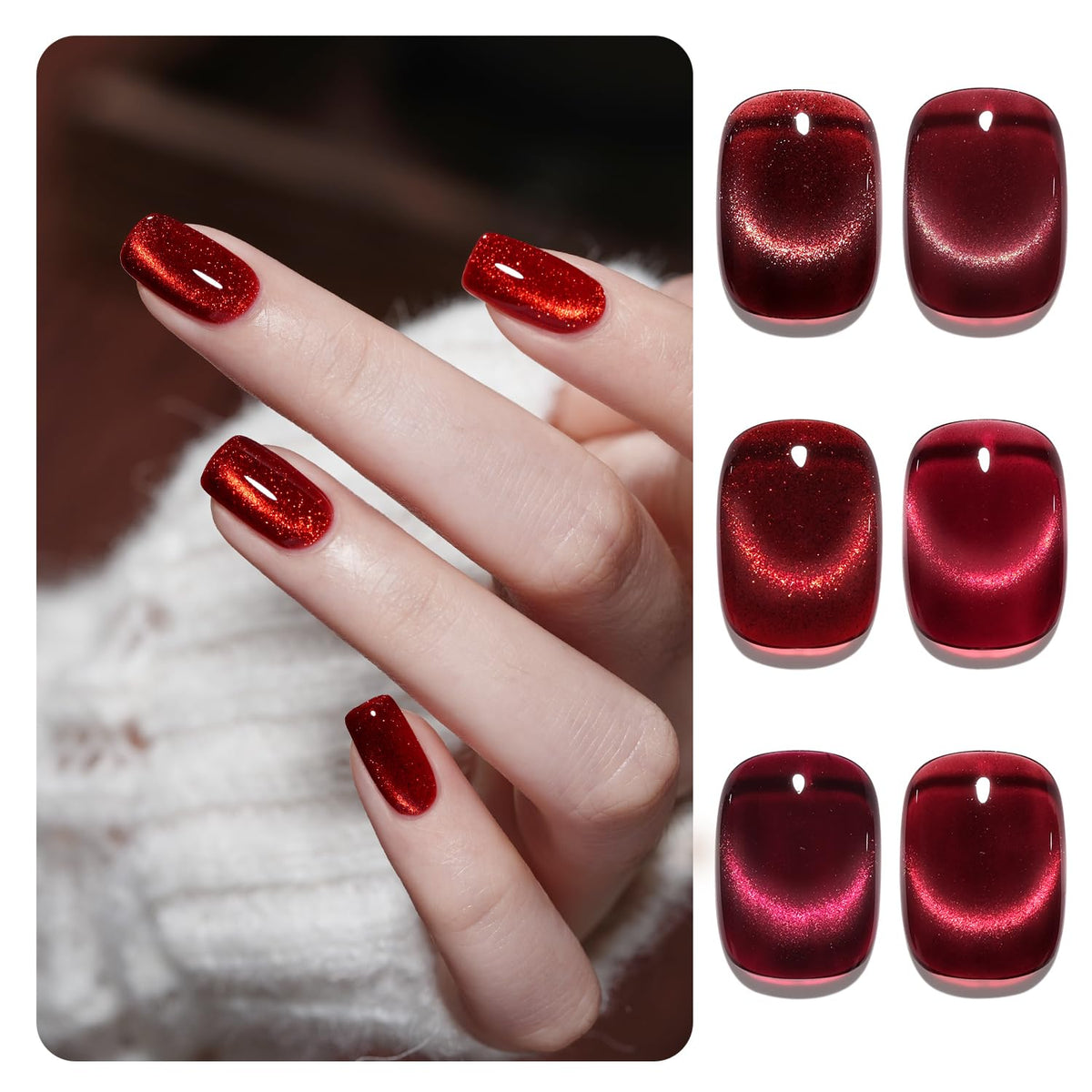 GAOY vernis gel effet œil-de-chat rouge étincelant avec aimant pour motifs personnalisés.