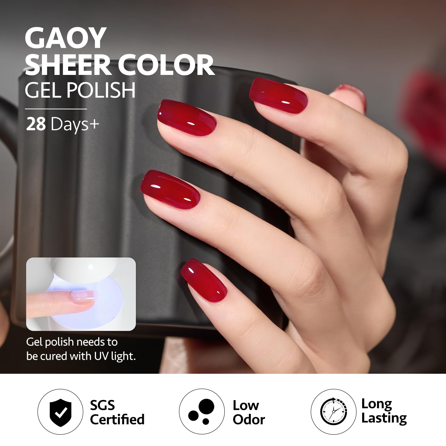 GAOY Vernis Gel couleur rose vif, fini lumineux pour looks festifs.