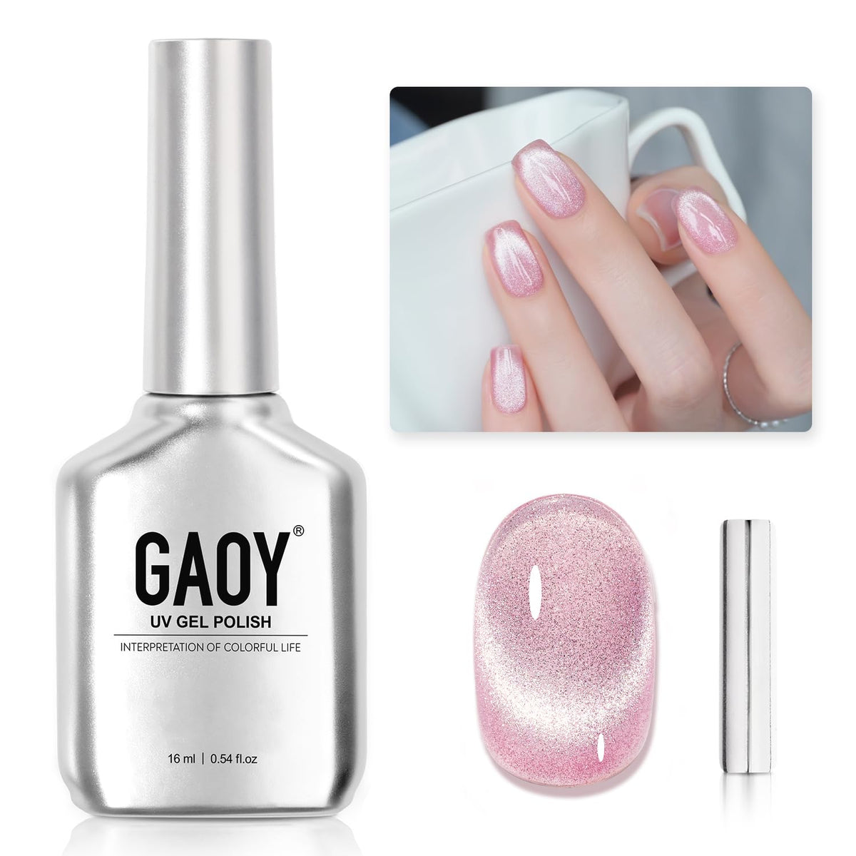 GAOY vernis gel œil de chat avec aimant pour motif scintillant