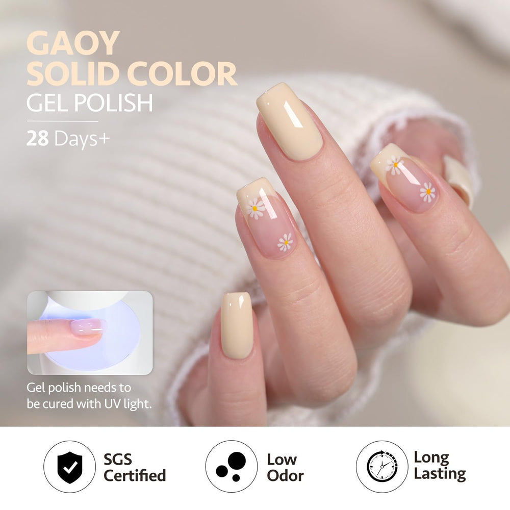 GAOY Gel vernis jaune paille pour des accents vibrants.