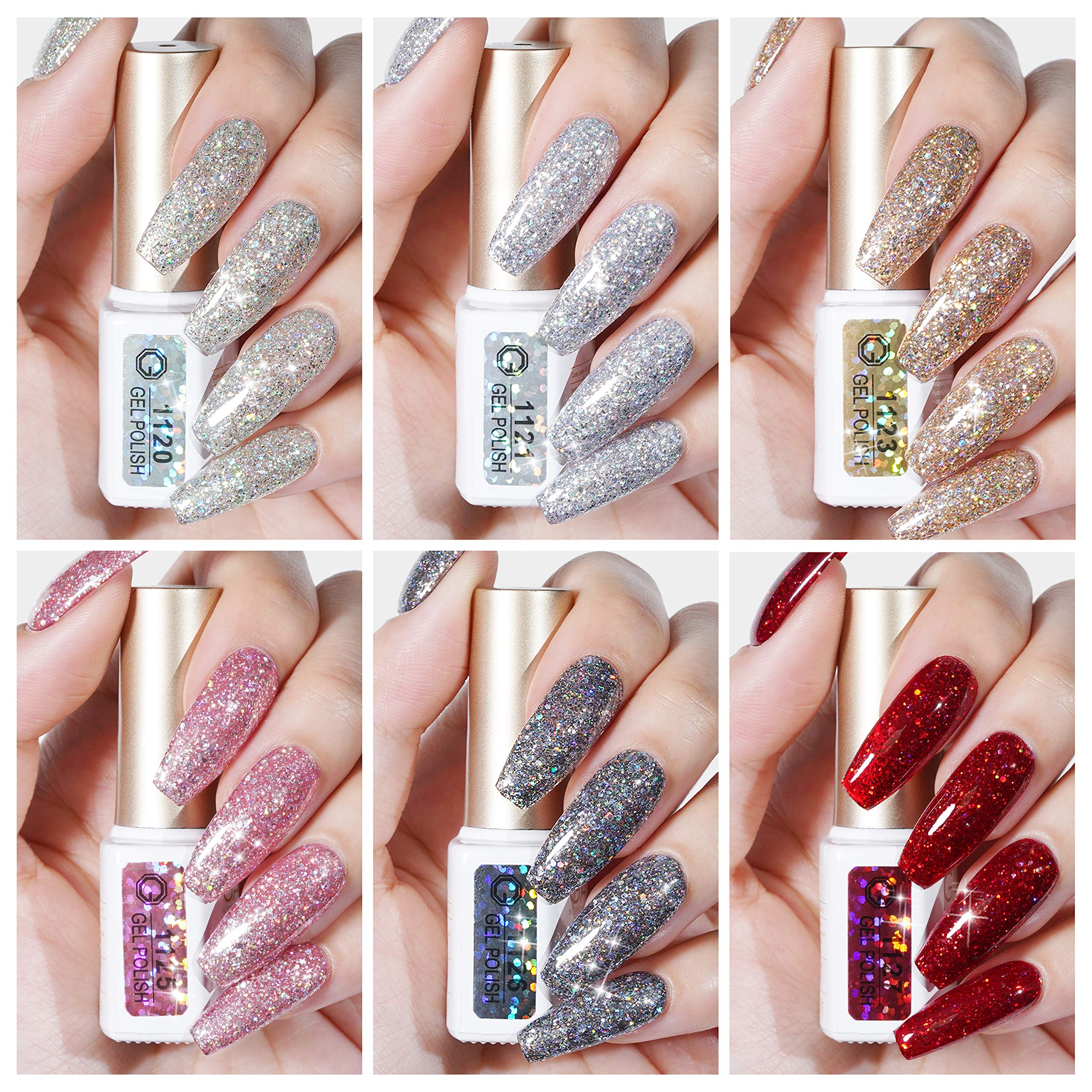 GAOY Vernis Gel Glitter Ruby prismatique, particules brillantes pour un look raffiné.