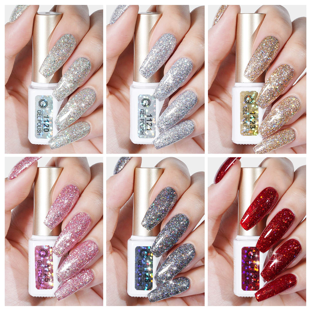 GAOY Vernis Gel Glitter Ruby prismatique, particules brillantes pour un look raffiné.