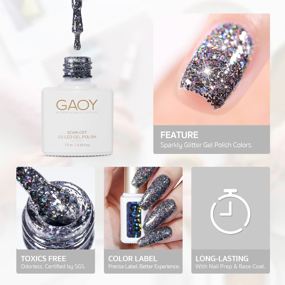 GAOY Vernis Gel Glitter Ruby rose pailleté, effet glamour sur vos ongles.