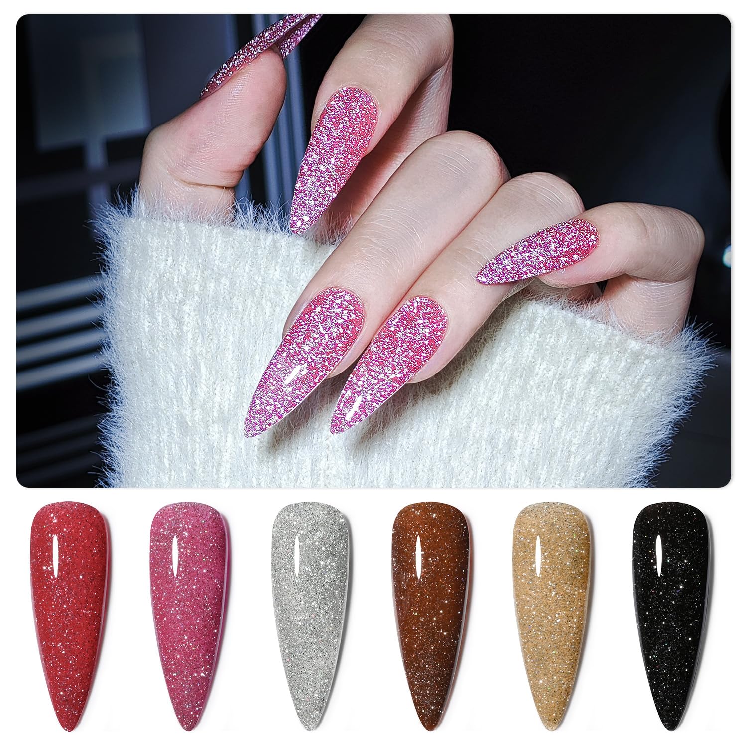 GAOY vernis gel miroitant rouge, éclat étincelant.