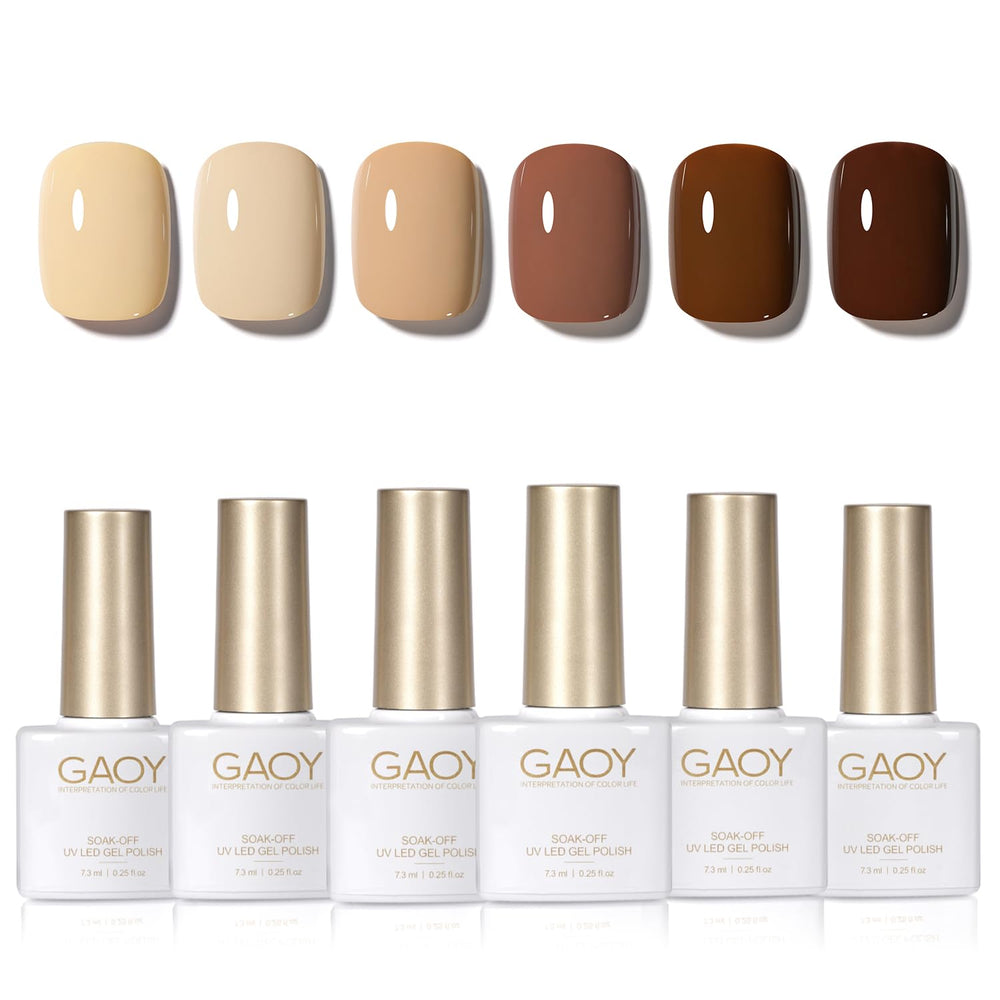 GAOY vernis gel nude brun 01 – couleur nude brune, fini brillant idéal pour ongles élégants.
