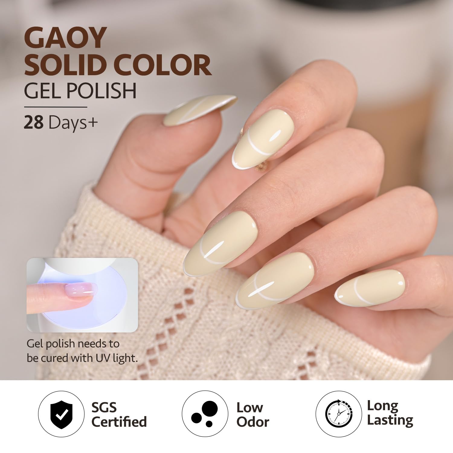 GAOY vernis gel nude brun 05 – beige-crème, allure discrète et moderne.