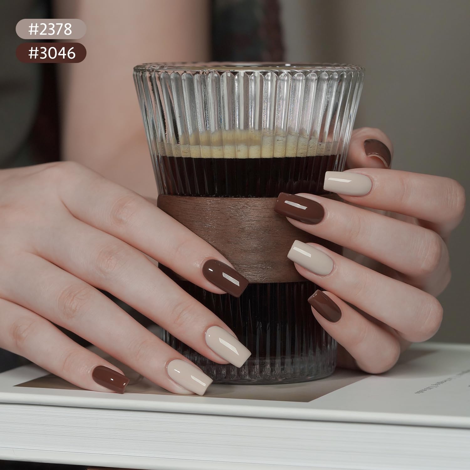 GAOY Gel Nude Marron – Lumière UV courte en 60 secondes pour fixation rapide.
