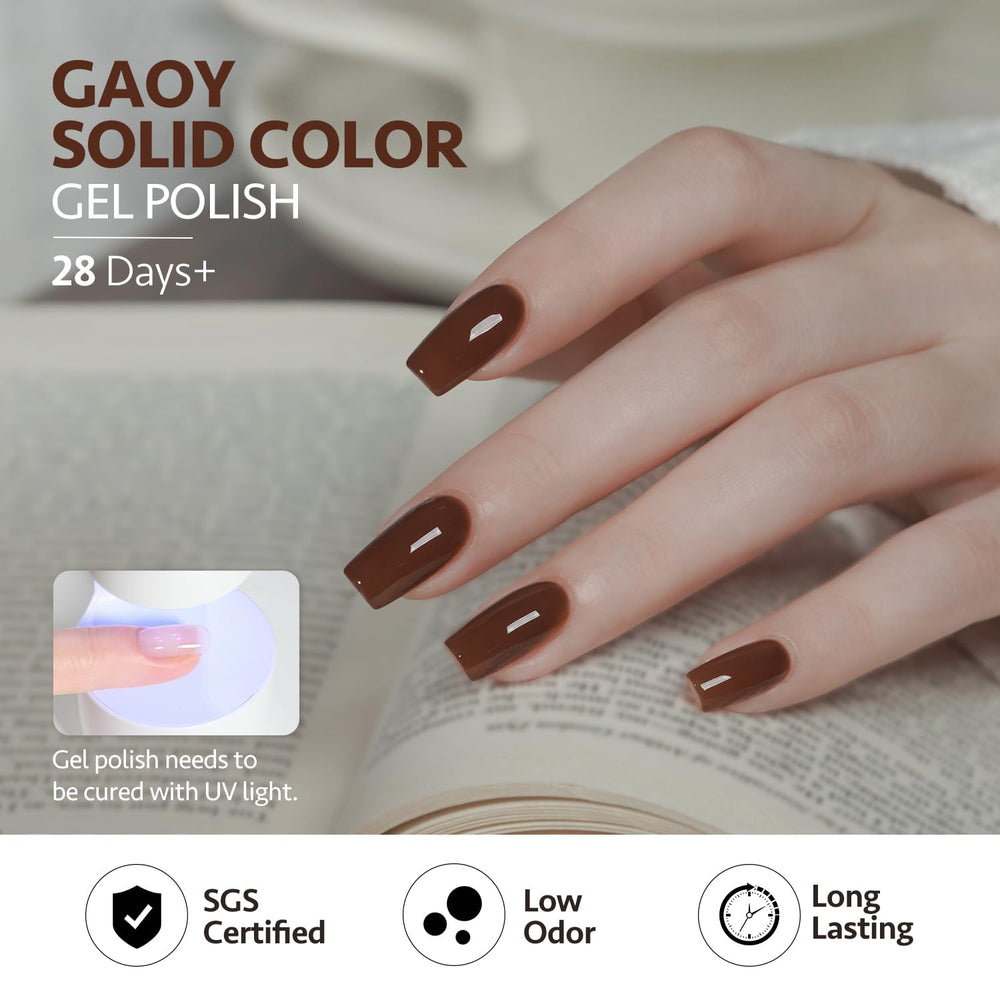 GAOY Gel Nude Marron – Finition brillante ou matte selon la couche de finition.
