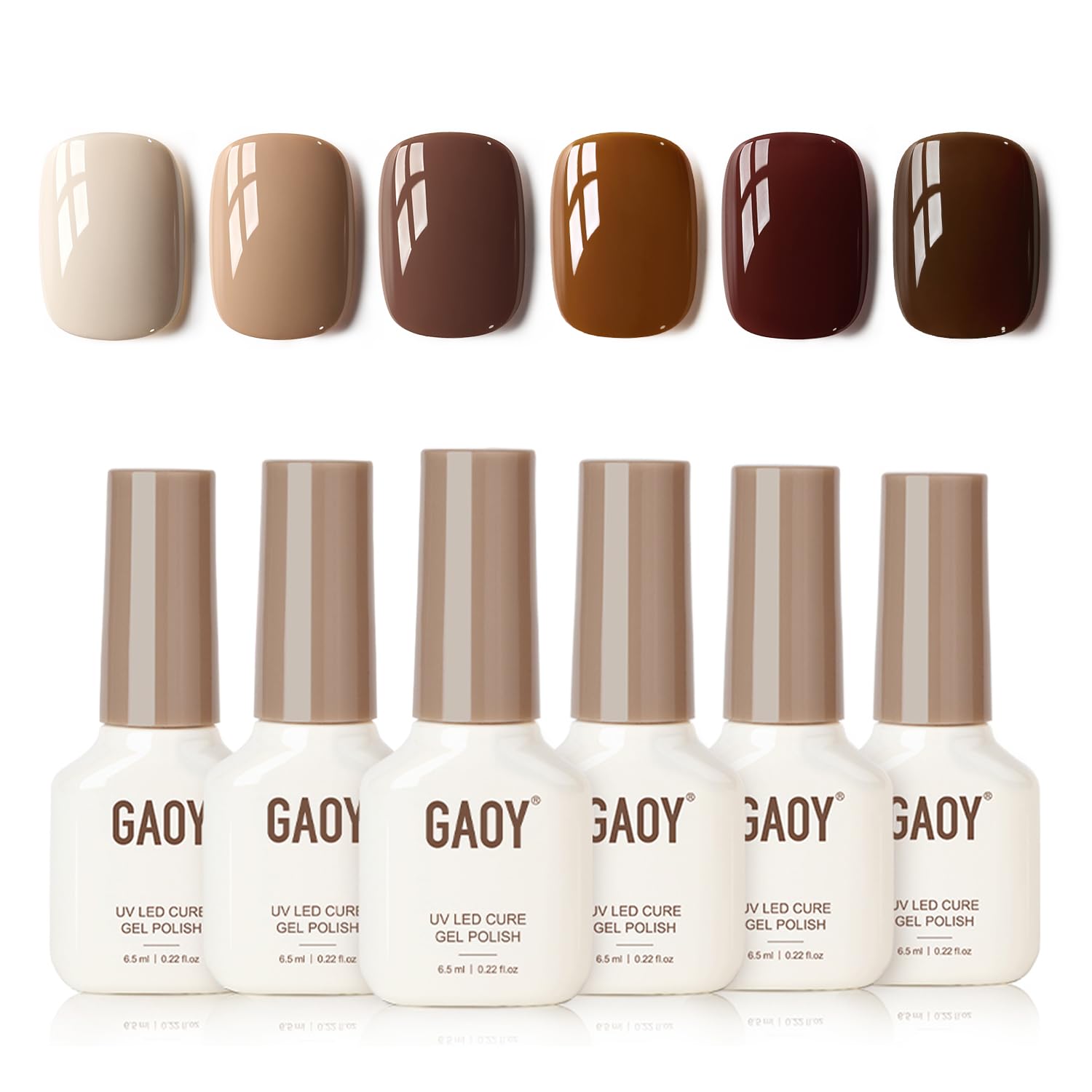 GAOY Gel Nude Marron – Bouteille de vernis gel, fini brillant durable.