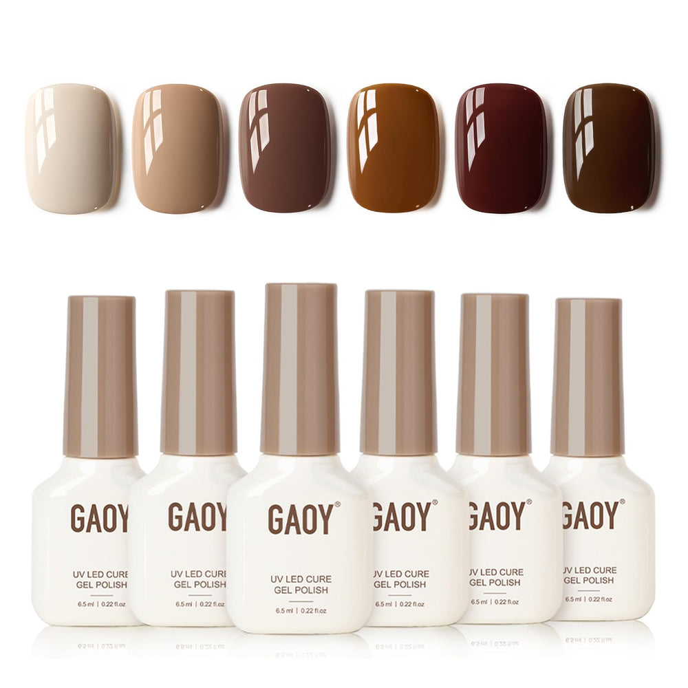 GAOY Gel Nude Marron – Bouteille de vernis gel, fini brillant durable.
