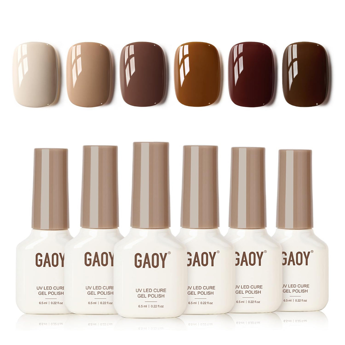 GAOY Gel Nude Marron – Bouteille de vernis gel, fini brillant durable.