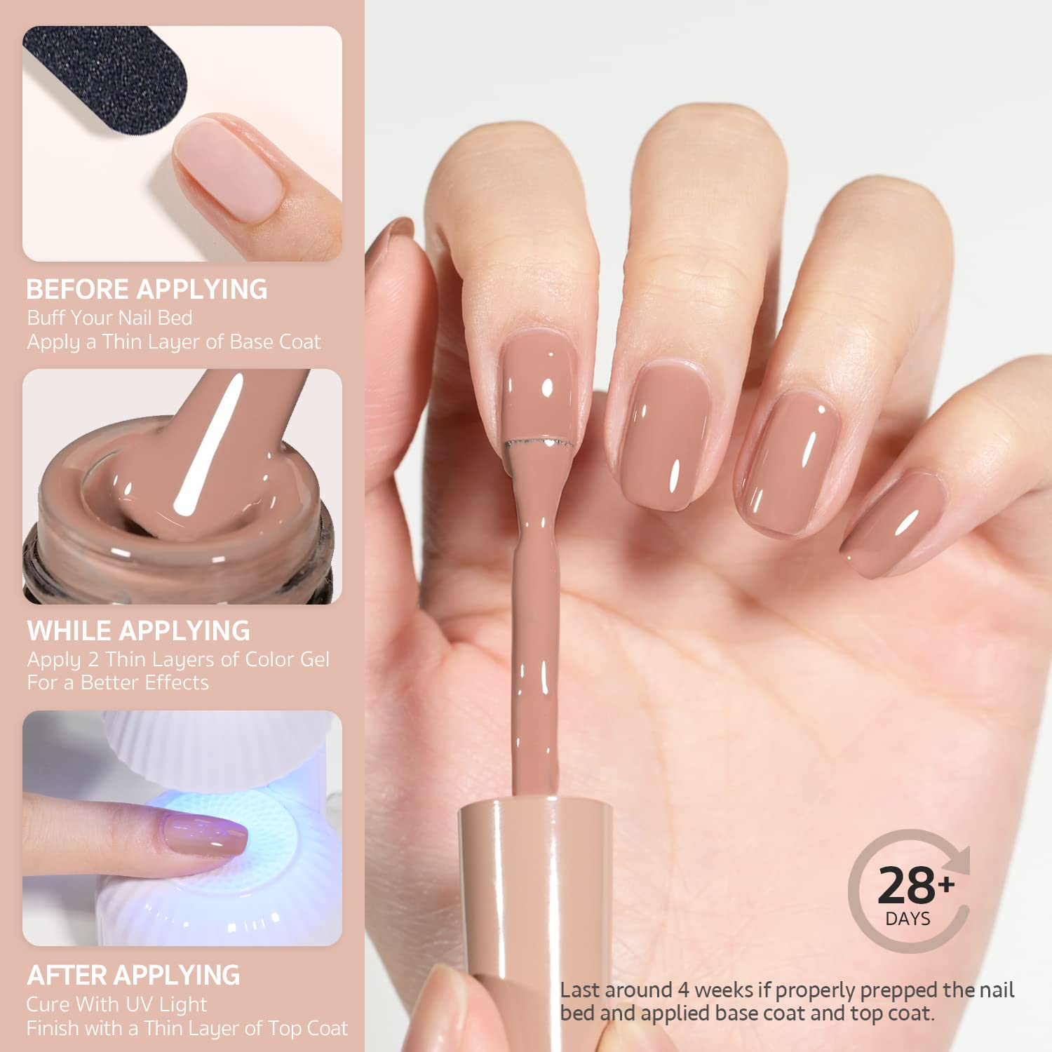 GAOY Vernis Gel Nude Marron – préparation des ongles pour une meilleure adhérence.