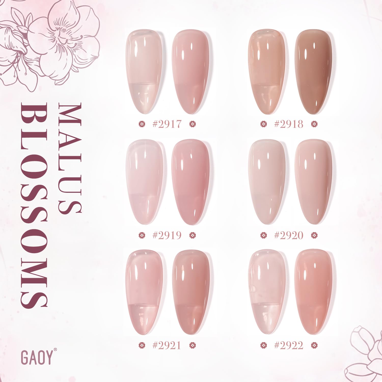 GAOY Vernis Gel Nude Rose – nuances transparentes pour du nail art maison.