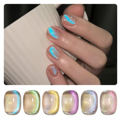 GAOY vernis gel œil-de-chat bleu pailleté pour effet holographique lumineux.