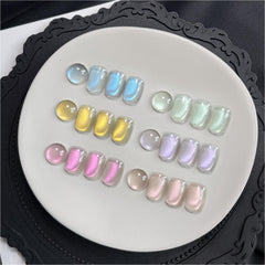 GAOY Vernis Gel Oeil-de-chat bleu sirène holographique, éclat durable pour ongles.