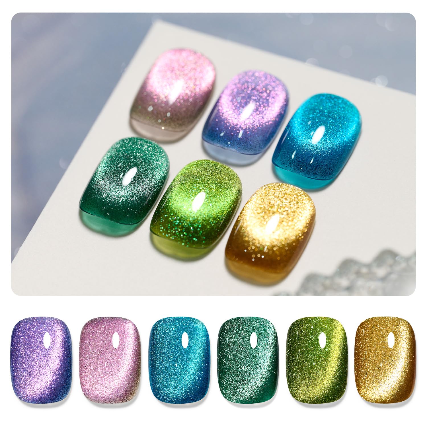 GAOY vernis gel œil-de-chat arc-en-ciel pour accents scintillants et durables.