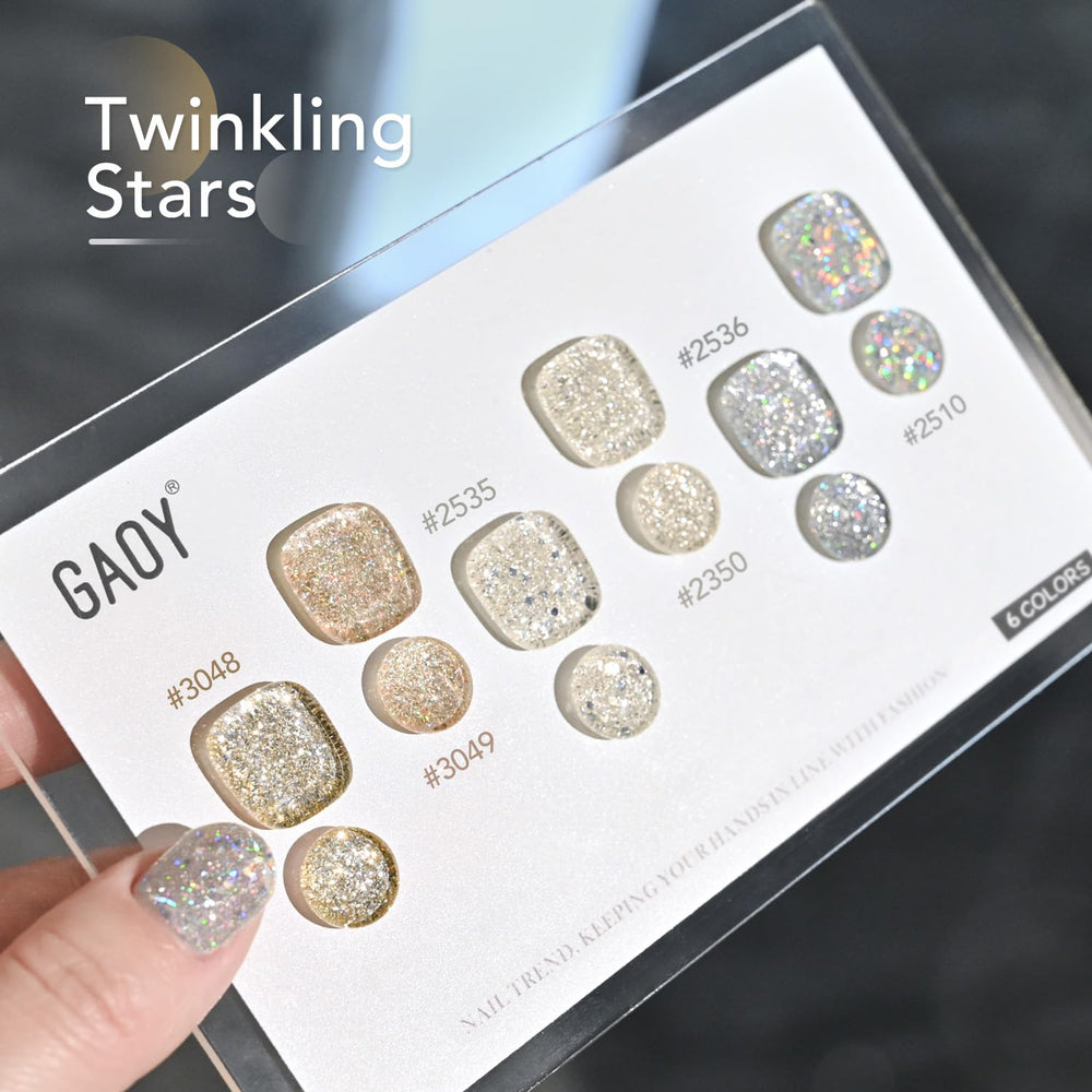 GAOY vernis gel paillettes – application avec pinceau pour une finition lumineuse sans bavures.