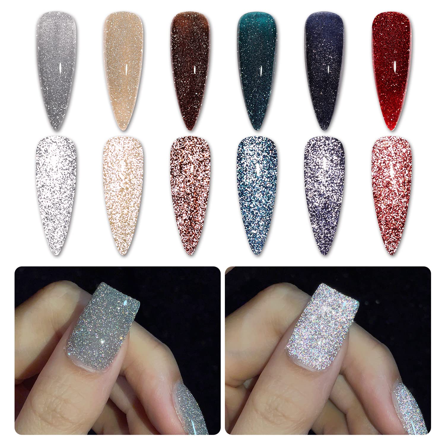 GAOY vernis gel réfléchissant à paillettes, ensemble six couleurs pour nail art maison