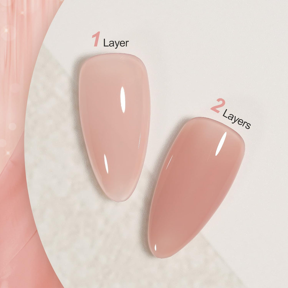 Échantillon rose translucide GAOY sur ongle pour effet naturel